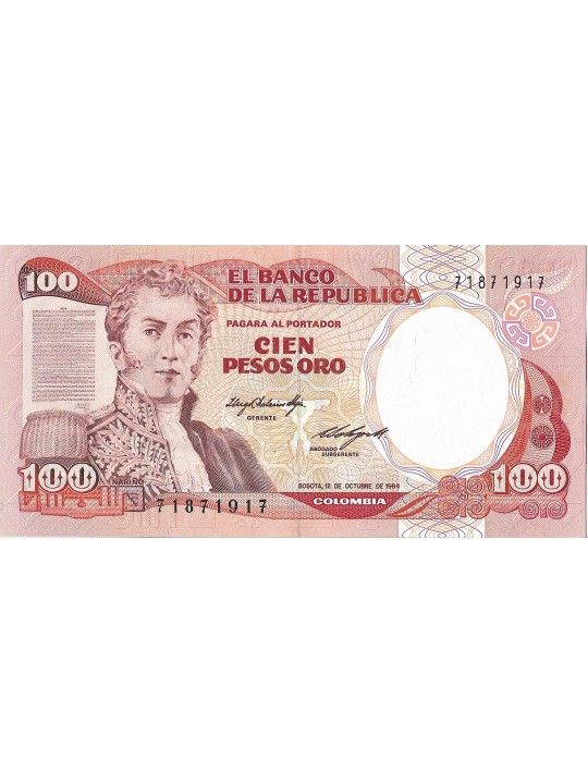 Колумбия 100 песо 1983 - 1991 год