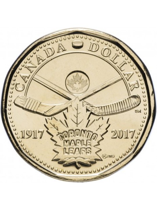 Канада 1 доллар 2017 100 лет хоккейному клубу Toronto Maple Leafs