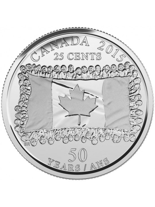 Канада 25 центов 2015 Канадский Флаг