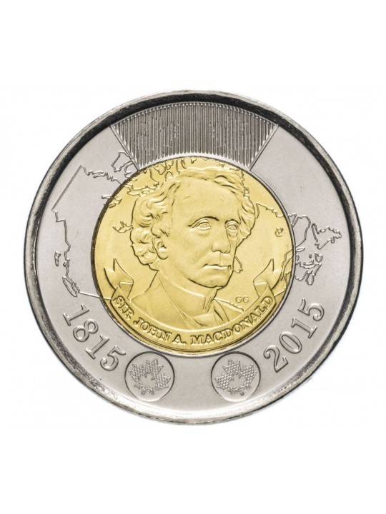 Канада 2 доллара 2015 200 лет со дня рождения Джона Макдональда